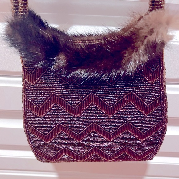 Paris beaded/ genuine fur trim bag - Picture 8 of 9